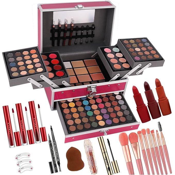 132 Color All- In- One Makeup For Women Full Kit,Professional Makeup Kit,Makeup Gift Set for Women &Girls,Include eyeshadow/lipstick/concealer/Lip Gloss/Eyeliner/Mascara/Makeup Brushes(Pink)-FemmiqueWomen