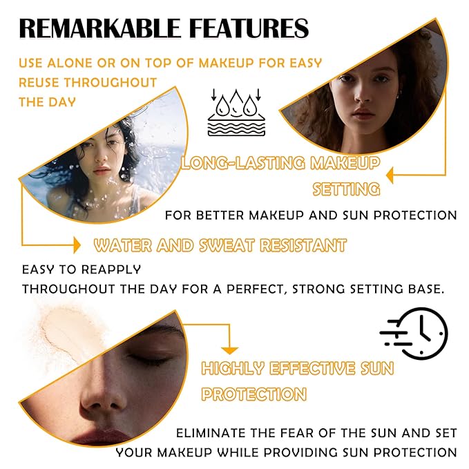 2PCS Mineral Sunscreen Setting Powder Makeup,Translucent Powder SPF 50 PA++++,Oil Control Long Lasting Face Setting Powder Sunscreen,Matte Finish,Lightweight,Breathable,All Skin-FemmiqueWomen