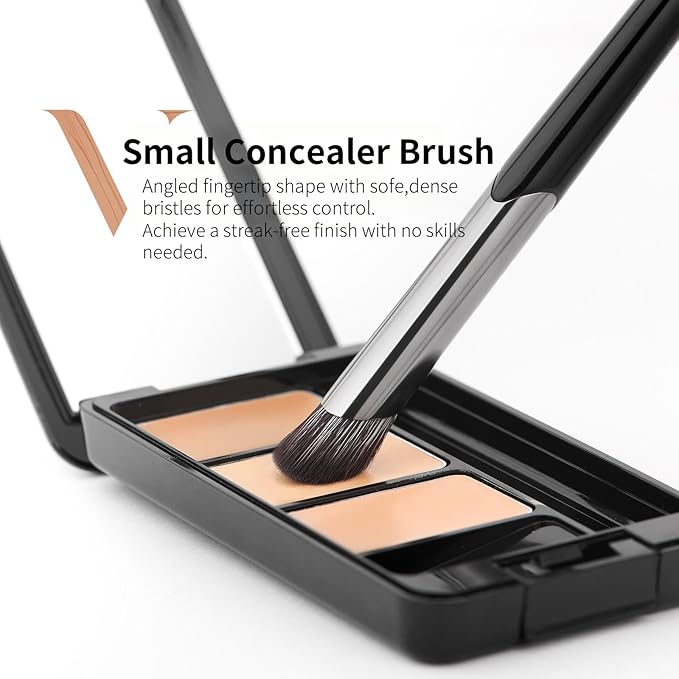 DUcare Nose Contour Brush, Angled Concealer Brush Under Eye, Small Under Eye Makeup Brush for Dark Circles Puffiness Puffy Face Eyebrow Eyes (V02 Mini Contour Brush)-FemmiqueWomen