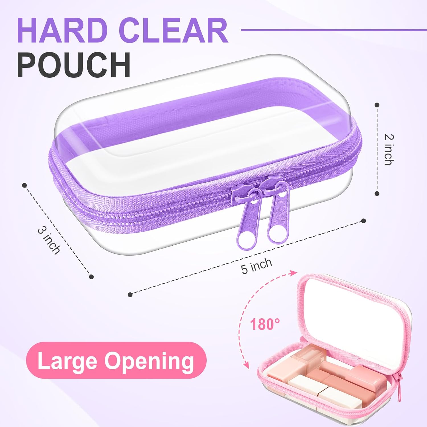 Sanwuta 6 Pcs Clear Hard Zipper Case Pencil Pouches Hard Plastic Zipper Pouches Makeup Bag Transparent Cases for Snacks Plastic Storage Organizer Box for Travel (Colorful,5 x 3 x 2 Inch)-FemmiqueWomen