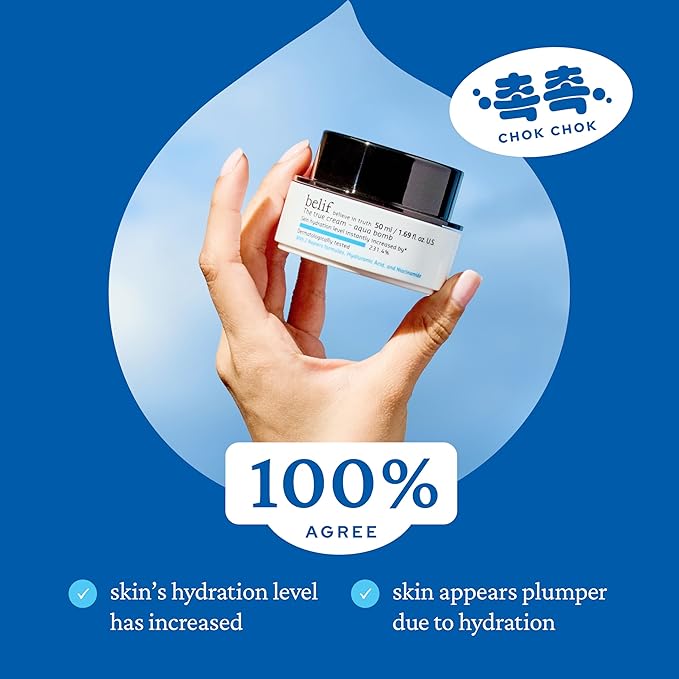 belif Aqua Bomb – Daily Niacinamide Hydrating Moisturizer, Lightweight Plumping Facial Cream with Hyaluronic Acid & Squalane, Cooling Effect, Anti-Aging Korean Skincare, 0.84 fl oz (25ml)-FemmiqueWomen