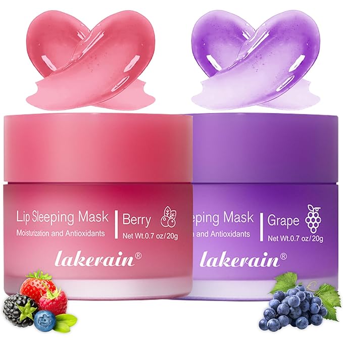 2 Pcs Lip Sleeping Mask, Lip Mask Overnight Hydrate Repair Sleeping Lip Mask, Moisturizing Lip Balm Lip Care Anti Dry Cracked Lip Cream, Lip Scrubs Exfoliator Reduce Lip Lines-FemmiqueWomen