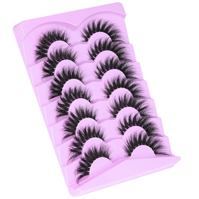 Lashes Clear Band Fox Eye Lashes 3D Volume Faux Mink Eyelashes Wispy False Eyelashes Strips 7 Pairs by Kiromiro-FemmiqueWomen