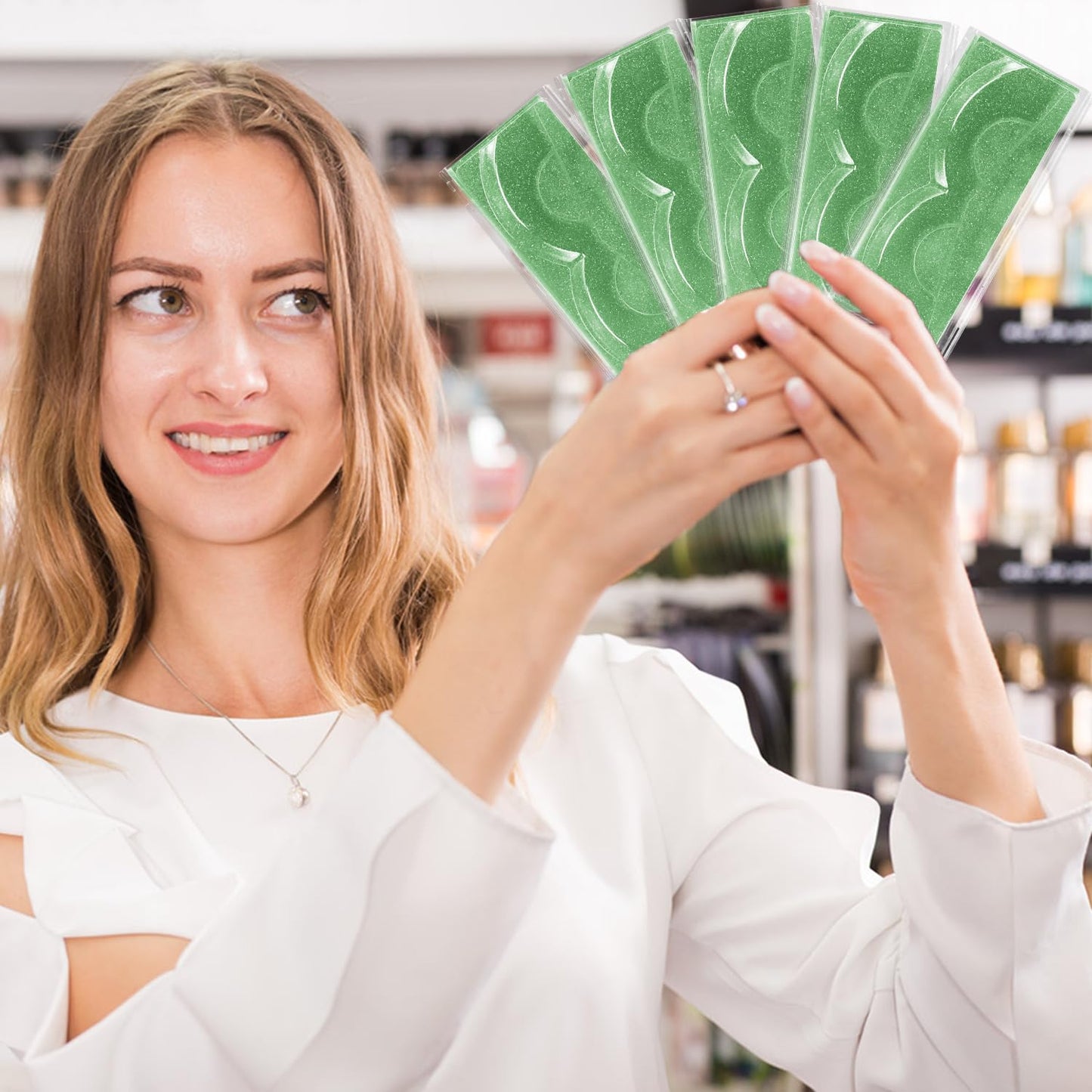 Premium Lash Display Cases - 30 Pack Customizable False Eyelash Storage Containers (Green)-FemmiqueWomen