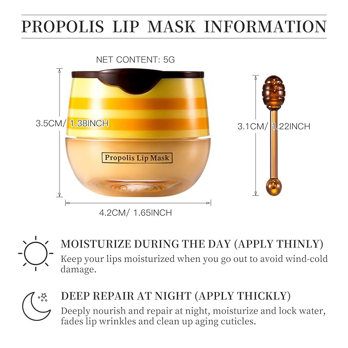 2 PCS Bee Honey Lip Balm Honey Pot, Bee Honey Lip Mask, Reduces Lip Lines, Hydrate & Moisturizing Lip Skin Care, Prevention Dry Cracked Lips, Bee Honey Lip Balm for Lip Repair Treatment-FemmiqueWomen