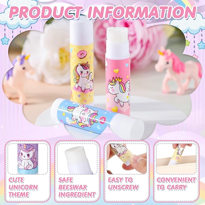 100 Pcs Unicorn Party Favors Lip Balms Bulk for Kids Birthday Party Moisturizing Lip Balm for Unicorn Themed Celebration Gifts Lip Care Products for Classroom Rewards Favor Party Supplies-FemmiqueWomen