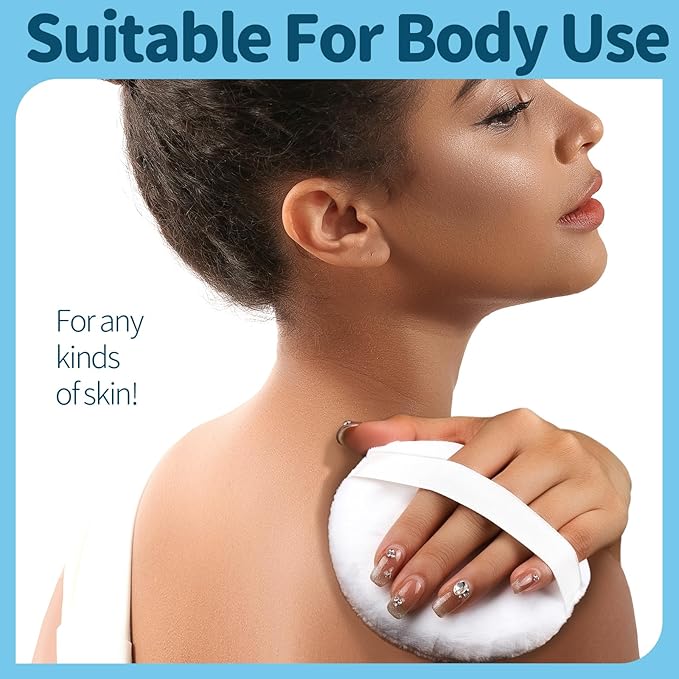 Teenitor 2pcs Powder Puff, 4.13 Inch Powder Puff for Body Powder, Body Powder Puff Large Powder Puff Loose Powder Puffs Soft Velour Body Powder Puff and Container White-FemmiqueWomen
