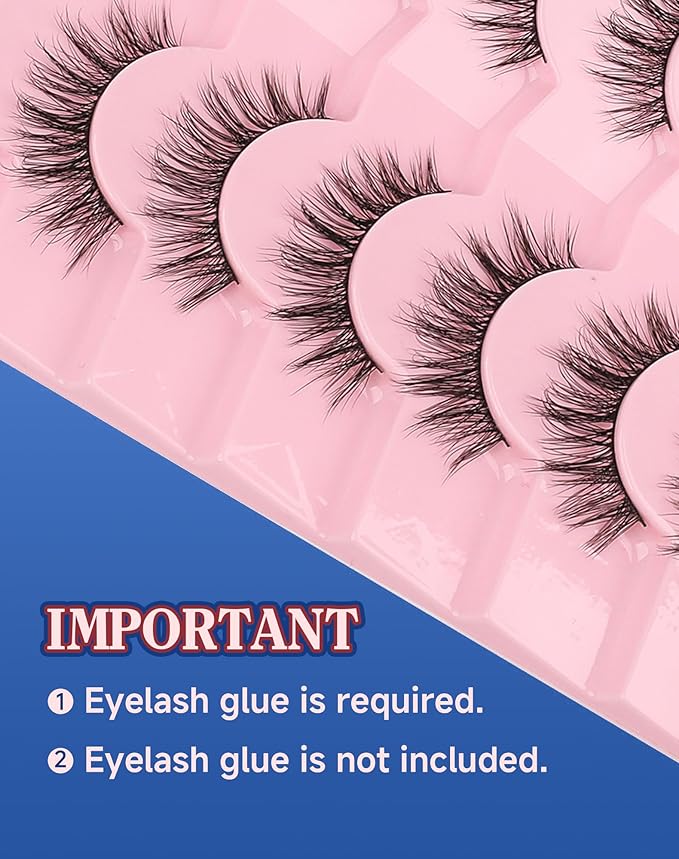 Lashes Natural Wispy Look Flared False Eyelashes Soft Strip Lash Fluffy Eyelash 7 Pairs D79-FemmiqueWomen