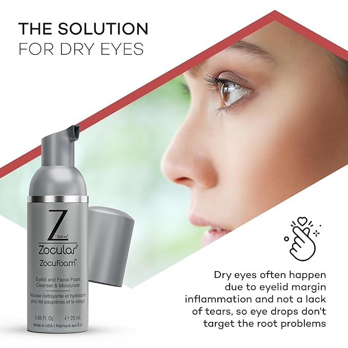 ZocuFoam Eyelid Cleanser - Foaming Eyelid Scrub - Natural pH Balanced Solution - 25mL-FemmiqueWomen