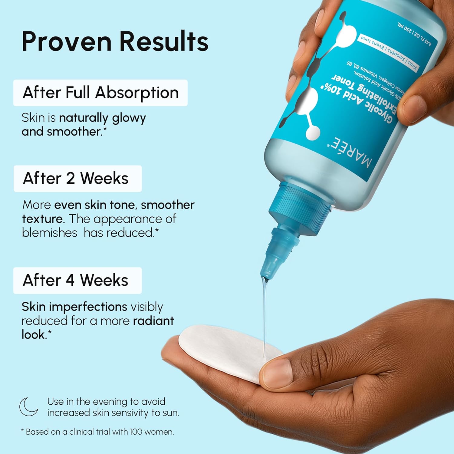 MAREE Glycolic Acid Toner 10% Facial Polish - Exfoliating Toner for Face - Glycolic Acid Toning Solution - Face, Scalp & Underarms Exfoliant Spray Alternative - Pure Acido Glicolico para Manchas-FemmiqueWomen