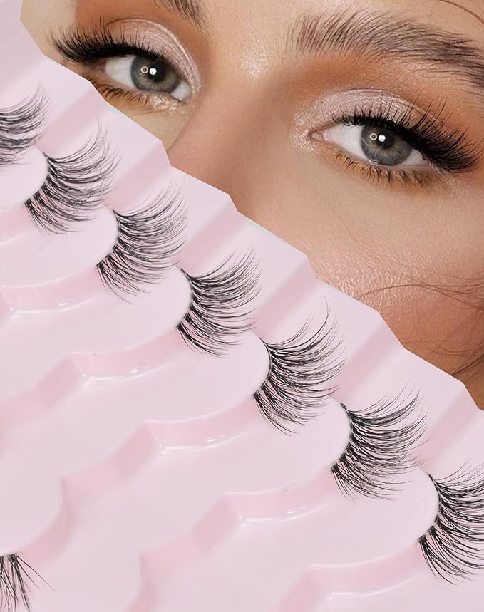 Half Lashes Natural Lashes Wispy Lashes Corner Lashes 3/4 False Eyelashes Natural Half Eyelashes Clear Band Lashes W05-FemmiqueWomen