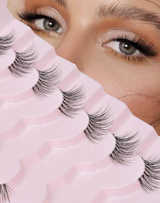 Half Lashes Natural Lashes Wispy Lashes Corner Lashes 3/4 False Eyelashes Natural Half Eyelashes Clear Band Lashes W05-FemmiqueWomen
