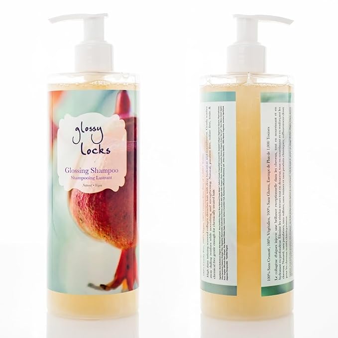 100% PURE Glossy Locks Glossing Shampoo Hair Wash Detox & Hydrate Shine Boosting Dry Dull Damaged Strands Avocado Butter & Seaweed Collagen Natural Care for Women & Men Vegan - 13.5 Fl Oz-FemmiqueWomen
