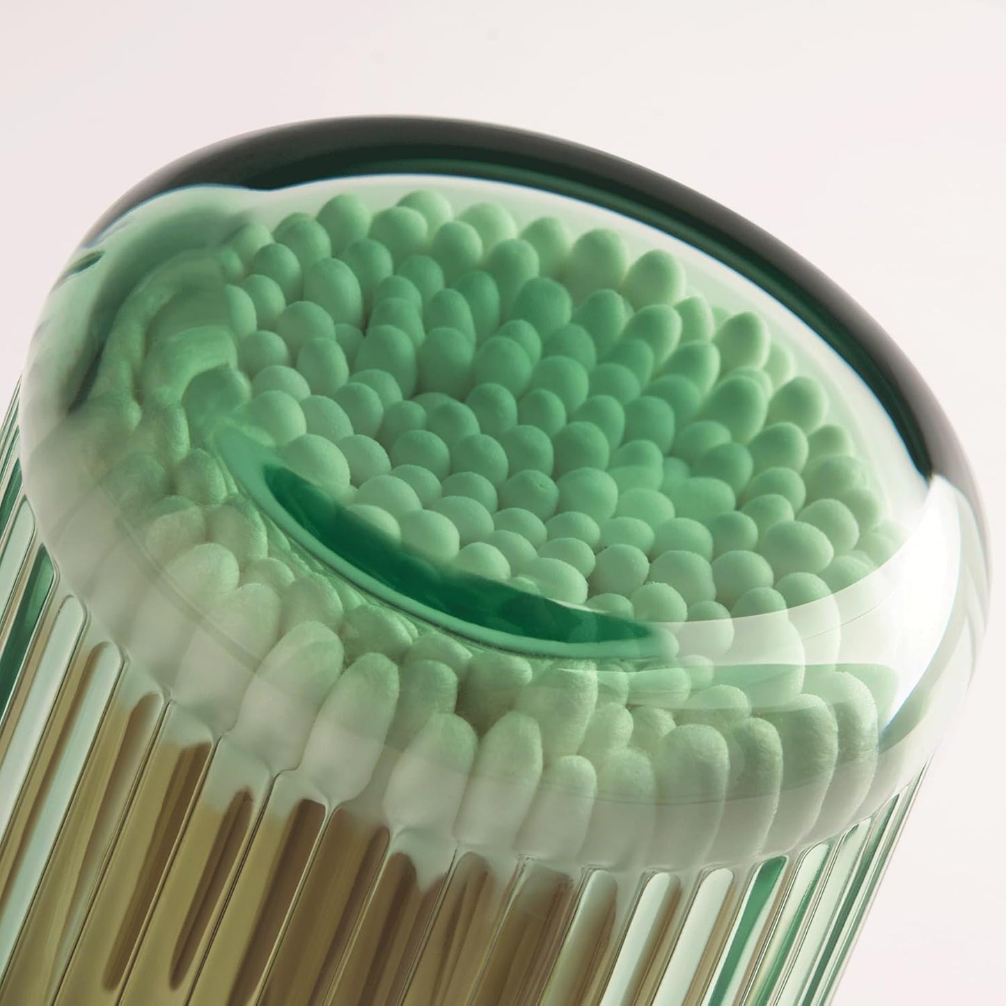 2 Pack Qtip Holders for Bathroom, Clear Glass Apothecary Jars with Lids,Vintage Bathroom Canisters for Cotton Balls,Swabs,Floss Picks,Hair Ties,Vanity Organizer and Storage Decor (Green)-FemmiqueWomen