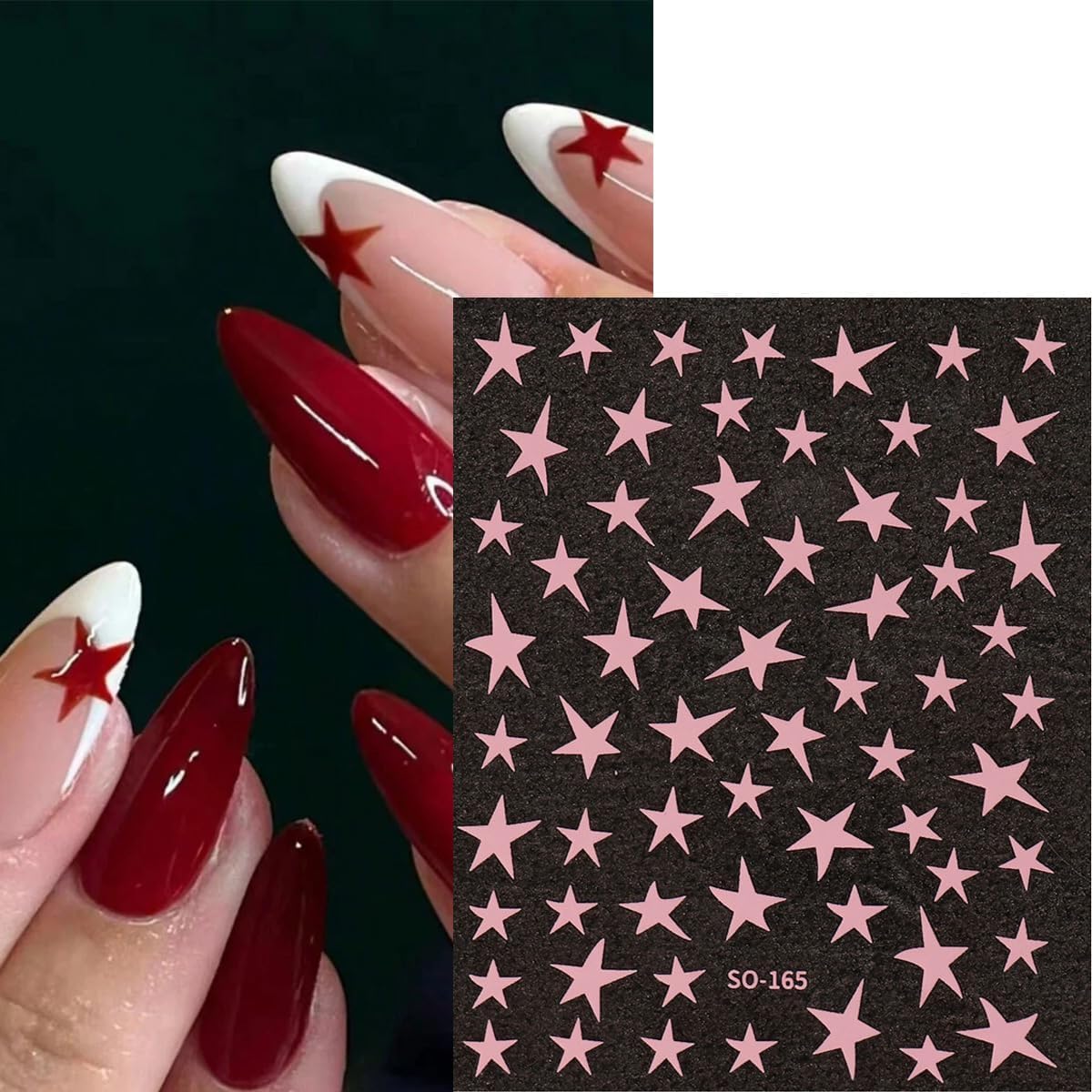 14 Sheets Star Nail Stickers 3D Glitter Nail Decals Gold White Blue Pink Silver Black Stars Nail Art Stickers Geometry Star Nail Sticker Nail Art for Women DIY Manicure Decorations-FemmiqueWomen