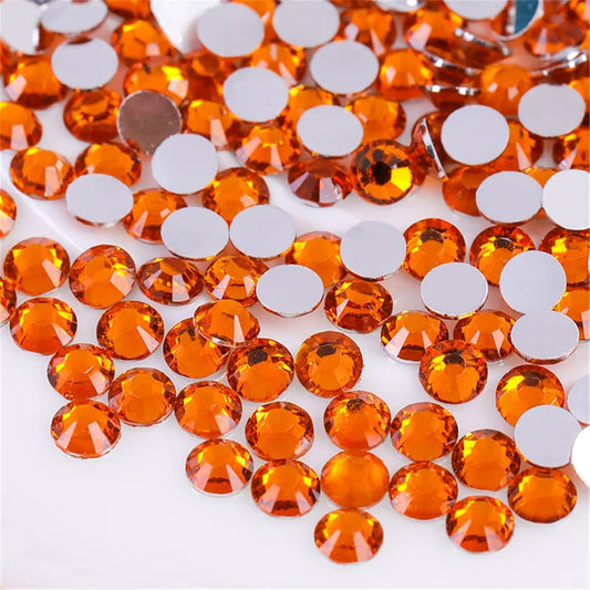 3000 Pieces SS6 2mm Flatback Rhinestones Clear Glass Round Gems Crystals for Nail Art DIY Crafts Clothes Shoes Bags （Orange）-FemmiqueWomen