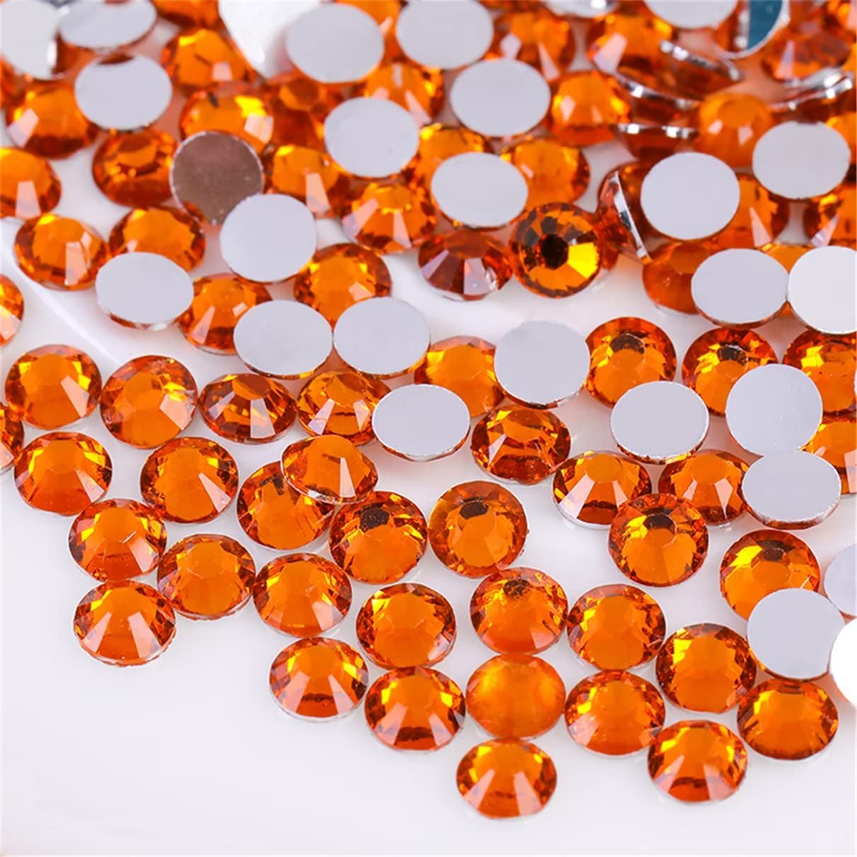 3000 Pieces SS12 3mm Flatback Rhinestones Clear Glass Round Gems Crystals for Nail Art DIY Crafts Clothes Shoes Bags （Orange）-FemmiqueWomen