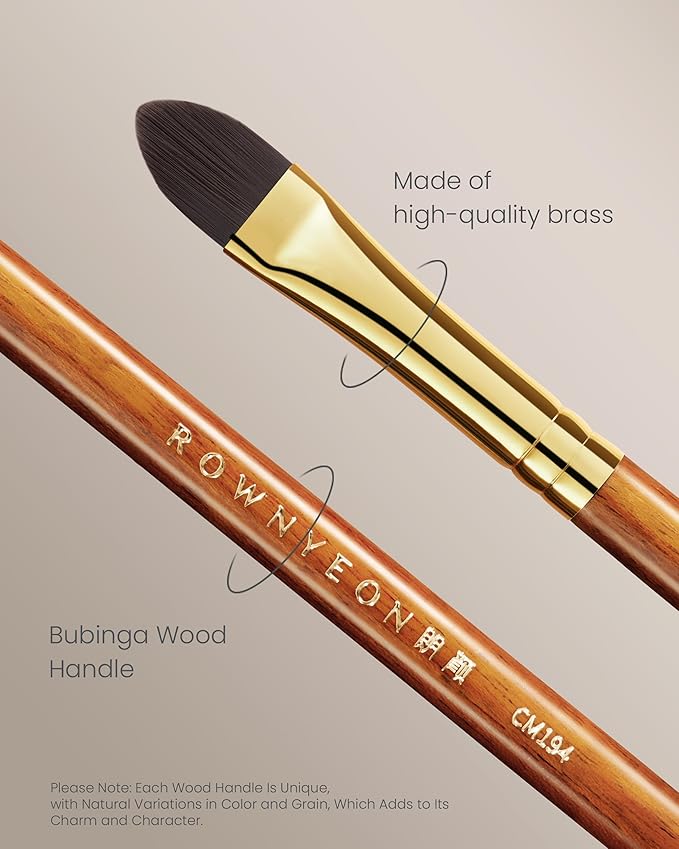 Desert Oak Series Liquid-Sculpt Pro Concealer Brush - Wide Teardrop Head for Under Eyes & Redness, Bubinga Wood, Brass Ferrule (CM 194)-FemmiqueWomen