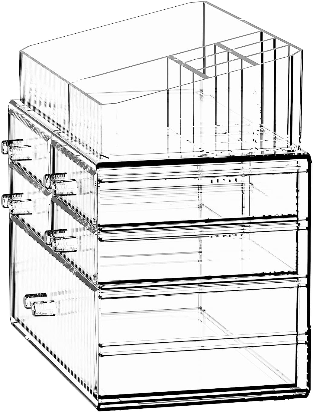 ZHIAI Stackable Organizer, Acrylic Cosmetic Organizer for Dresser, Vanity, Kitchen Cabinet, Bathroom, Under Sink, Home Organization and Storage (1 Top 5 Drawers)-FemmiqueWomen