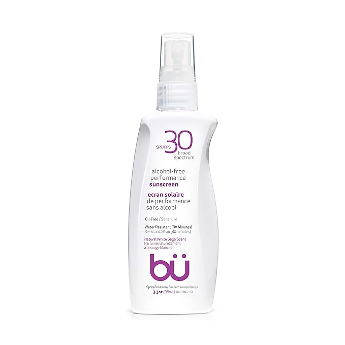 BU SPF 30 Sunscreen Spray for Face and Body, Non Aerosol Spray, Ultrafine WOWmist, TSA Travel Size Sunscreen, Clear, Non Greasy, Water Resistant, White Sage 3.3 oz-FemmiqueWomen