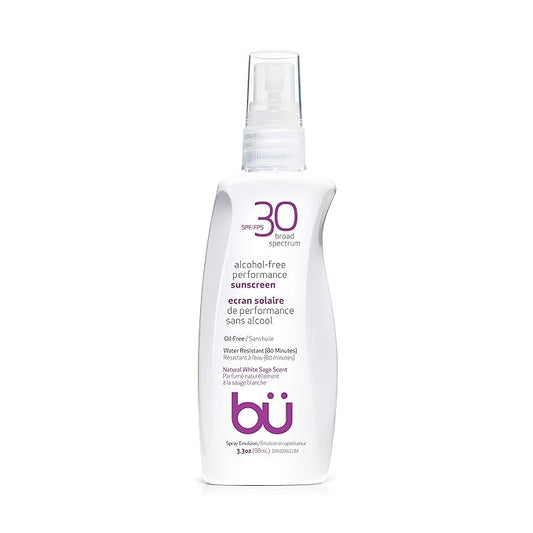 BU SPF 30 Sunscreen Spray for Face and Body, Non Aerosol Spray, Ultrafine WOWmist, TSA Travel Size Sunscreen, Clear, Non Greasy, Water Resistant, White Sage 3.3 oz-FemmiqueWomen