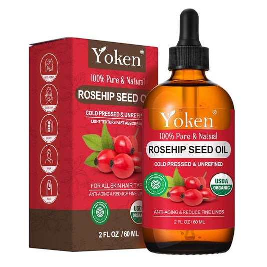 Organic Rosehip Seed Oil for Face,100% USDA Pure Rosehip Oils for Skin,Scars,Hair & Nails.2 fl Oz Cold Pressed Rose HIPS Oils for Skin Care, Anti-Aging, Scar Treatment, GUA SHA Massage Carrier Oil-FemmiqueWomen