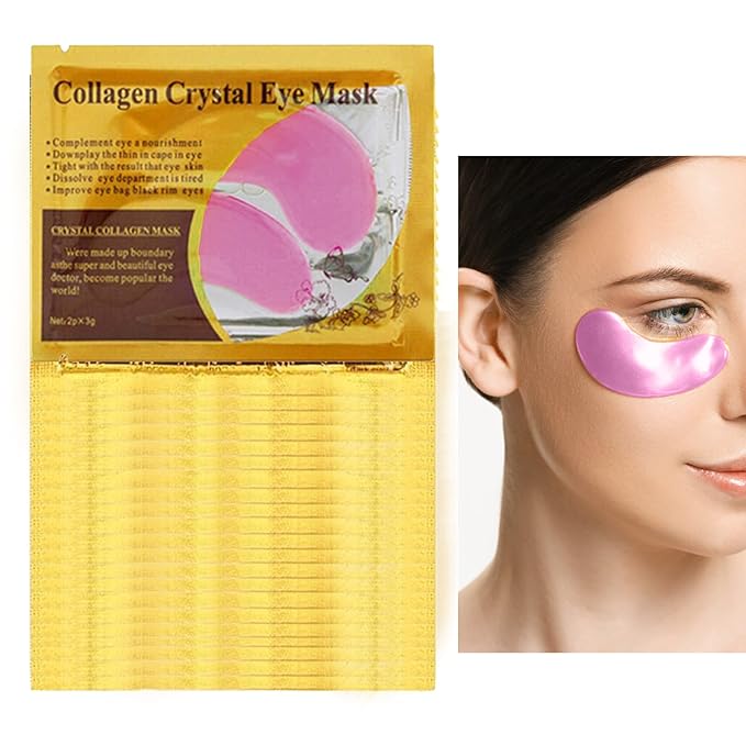 30 Pairs 24K Pink Under Eye Patches,Crystal Collagen Under Eye Mask,Puffy Eyes and Dark Circles Treatments,Moisturising&Hydrating Under Eye Patch Pads for Reducing Fine Lines Eye Bags(Pink)-FemmiqueWomen