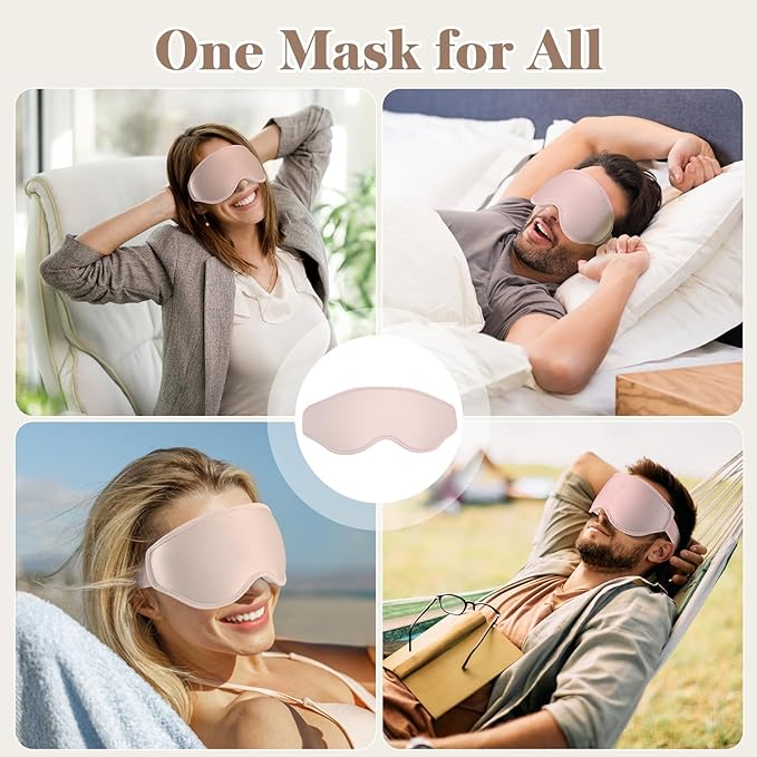 3D Cooling Eye Mask Sleep Mask for Men & Women, 100% Pressure-Free & Light Block-Out Eye Mask for Sleep with Easy Adjustable Strap, Night Eye Cover for Travel, Pink-FemmiqueWomen