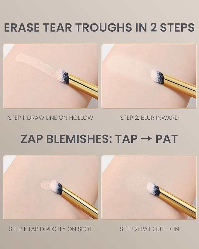 Desert Oak Series MicroBlur Tap Concealer - 6mm Finger-Tip Precision Brush for Tear Troughs & Acne Spots, Vegan Nylon, Bubinga Handle (CM 199)-FemmiqueWomen