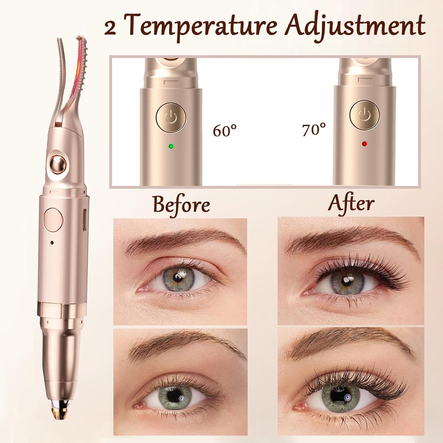 2 in 1 Heated Eyelash Curlers and Eyebrow Trimmer for Women, Electric Eyelash Curler with 2 Temperature Modes Anti-Burn USB Rechargeable Heated Eyelash Curler, Ideal Gift for Women WF915-FemmiqueWomen