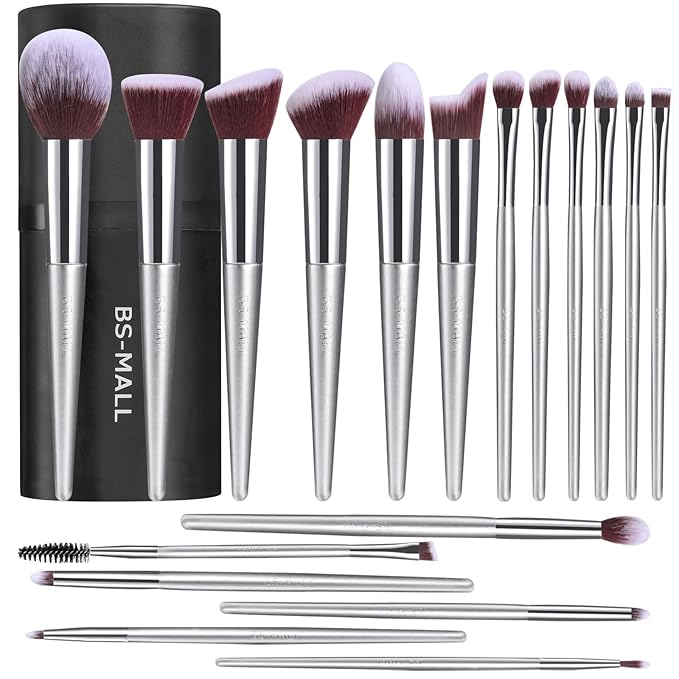 BS-MALL Makeup Brush Set 18 Pcs Premium Synthetic Foundation Powder Concealers Eye shadows Blush Makeup Brushes with black case-FemmiqueWomen
