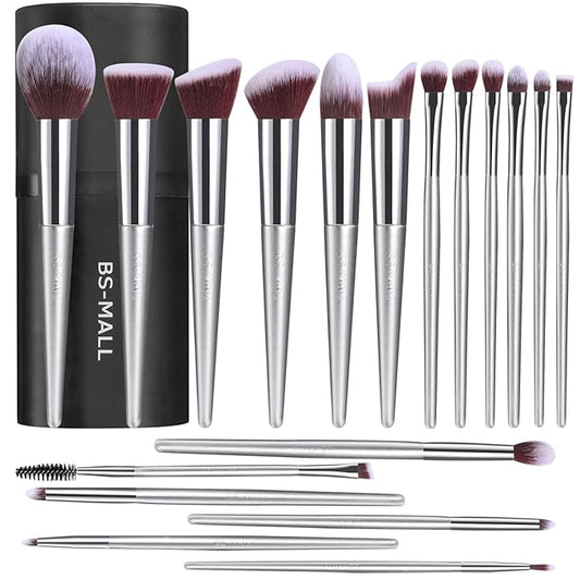 BS-MALL Makeup Brush Set 18 Pcs Premium Synthetic Foundation Powder Concealers Eye shadows Blush Makeup Brushes with black case-FemmiqueWomen