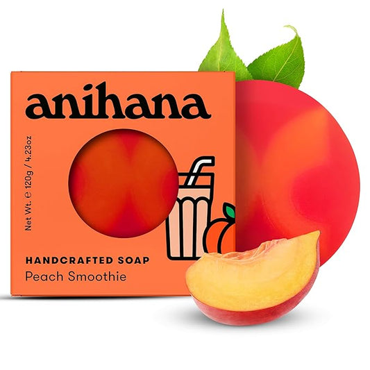 ANIHANA Handcrafted Natural Soap with Coconut Oil, Gentle Cleansing, Paraben Free, Refreshing Peach Smoothie Scent, 4.23 oz-FemmiqueWomen