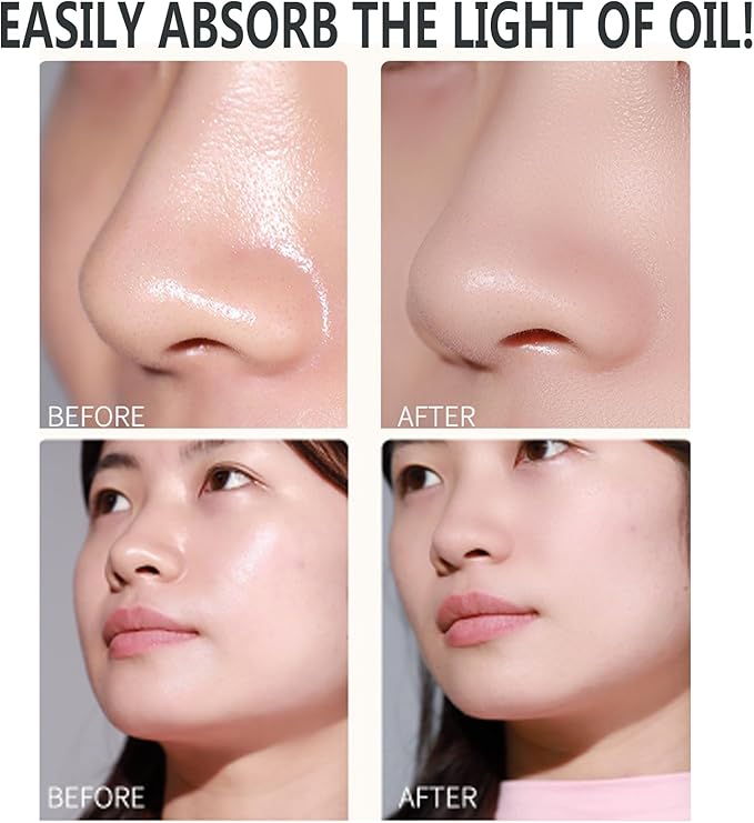 Natural Bamboo Charcoal Facial Oil Blotting Paper,100pcs Oil Blotting Sheets with Portable Mirror & Makeup Puff for Oily Face Skin,Oil Control Film Easy Take Out Handy Friendly Oil Absorbing Tissues-FemmiqueWomen