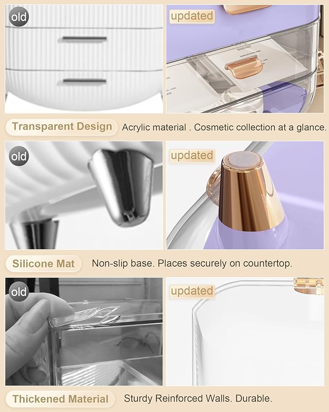 Makeup Organizer, Skincare Holder Bathroom Counter Organizer, Storage Box Cosmetic Display Cases, Teen Girl Gifts Trendy Stuff Make up Organizers for Vanity, Dresser, Countertop (purple)-FemmiqueWomen