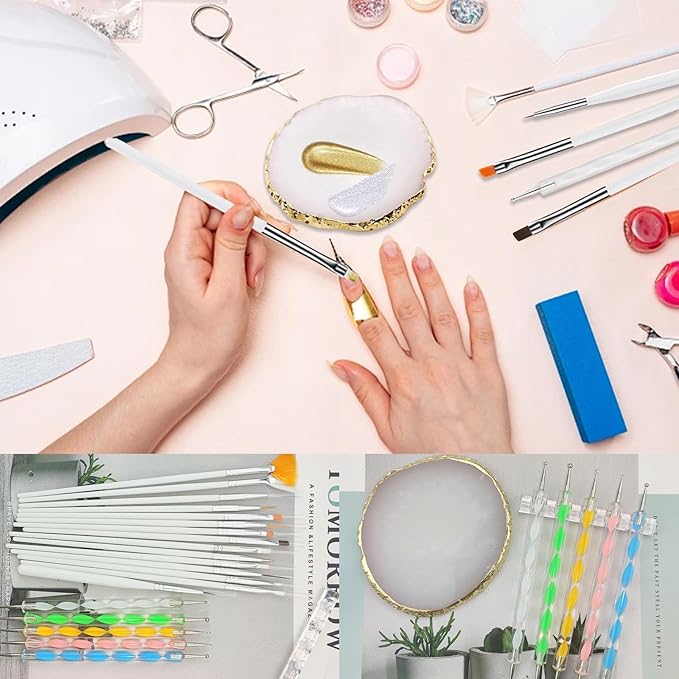 22 Pack Resin Art Palette, Makeup Mixing Palette, Gold Edge Nail Art Tool Gel Design Nail Art Makeup Mixing Tray DIY-FemmiqueWomen