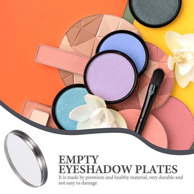 20pcs Metal Makeup Eyeshadow Jars Pan Palettes Tin Lipstick Foundation Single Holder Watercolor Eye Tray Steel Round Blush Pans Magnetic Cosmetic Plate Empty Pigment for-FemmiqueWomen