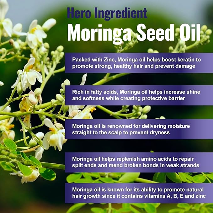 100 Natural Botanical Hair Growth Serum for Nourishing Hair Scalp and Protecting Hair loss, Moringa Camellia Rosemary Castor Tea Tree Peppermint Jojoba Blended , Made In USA (2oz)-FemmiqueWomen