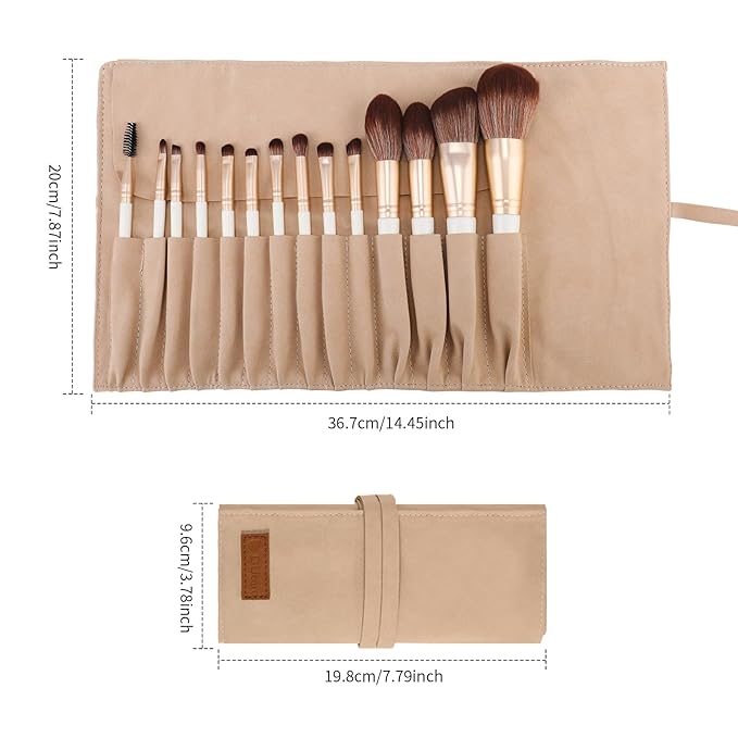 DUcare Makeup Brushes with Bag - 14Pcs Professional Synthetic Make Up Brushes Set for Blush Concealer Foundation Bronzer Powder Eyebrow Contour Eyeshadow Blending Makeup Brush Set Mekaup bag, White-FemmiqueWomen