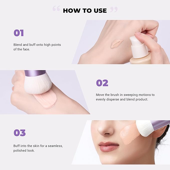 Jessup Professional Foundation Brush for Liquid, Cream and Powder, Large Dense Face Makeup Brush for Natural Flawless Finish, Luxury Purple AS004-FemmiqueWomen