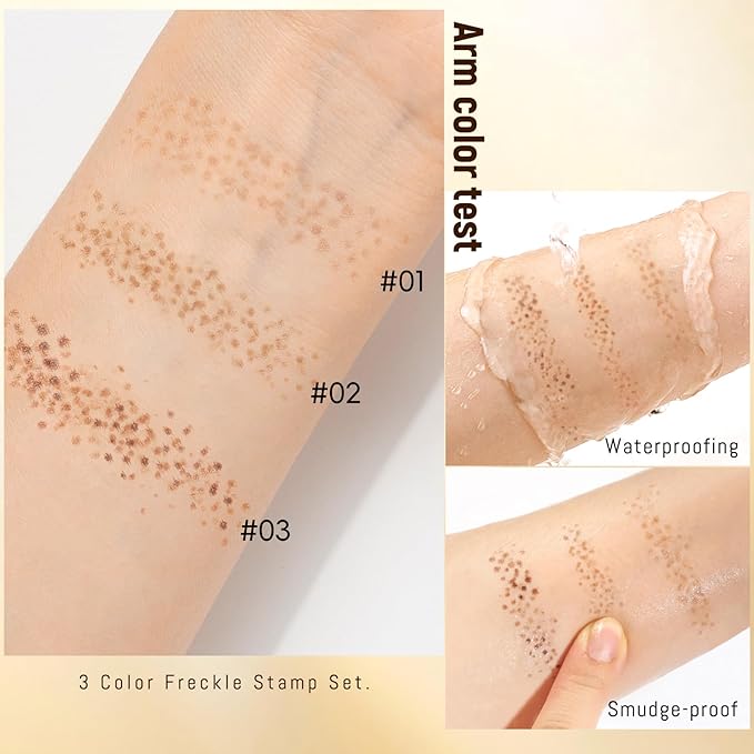 3pcs Faux Freckle Stamp Pen, Liquid Fake Freckles Stain Tattoo Marker Waterproof Long Lasting for Natural Sunkissed Makeup for Women Girl -3 Colors Brown-FemmiqueWomen