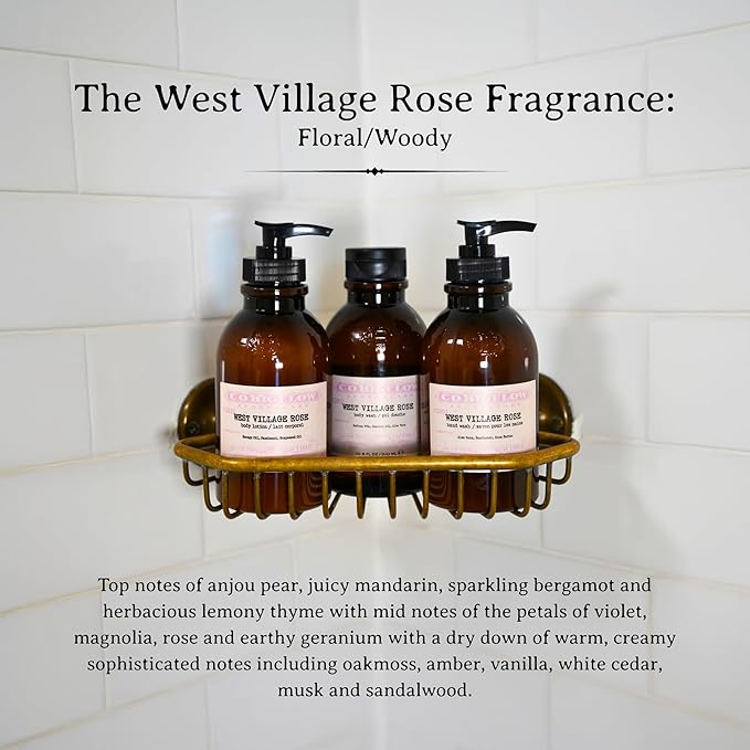 C.O. Bigelow West Village Rose Body Lotion, Iconic Collection Moisturizing Body Lotion with Shea Butter, Borage Oil & Grapeseed Oil, 10.5 Fl Oz-FemmiqueWomen