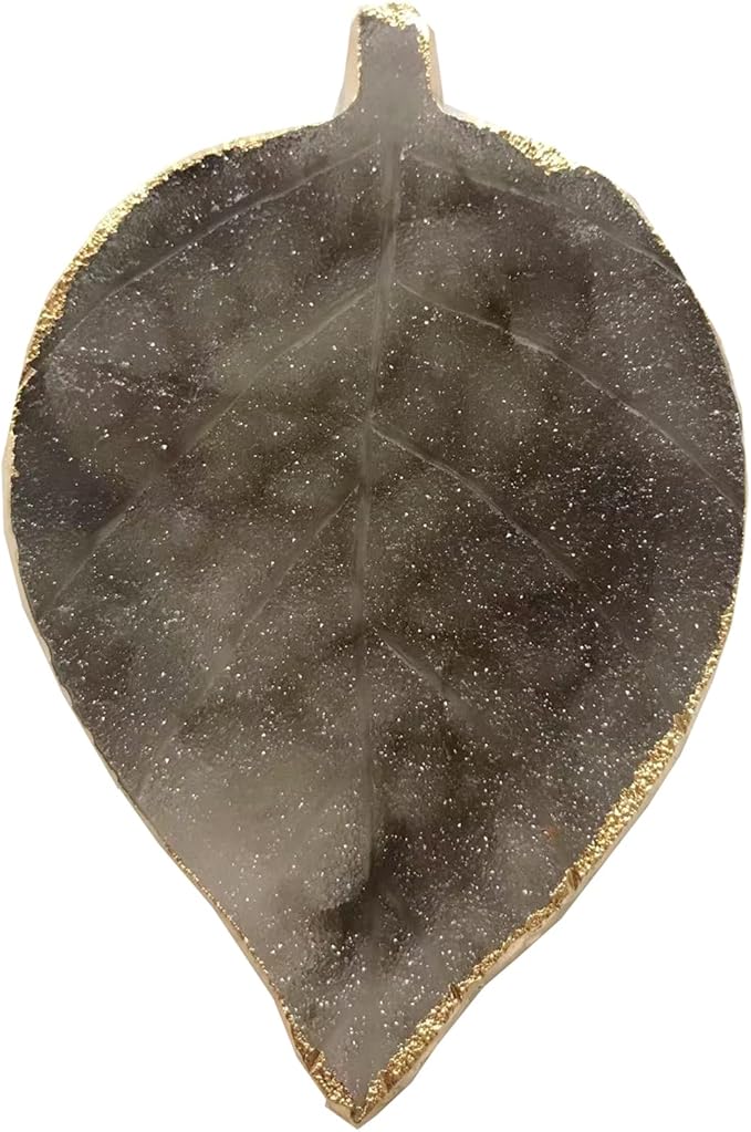 1 Piece Nail Art Palette Nail Polish Palette Mixing Palette Makeup Plate Nail Plate for Nail Art Nail Tip Holder Nail Art Display (gray leaf)-FemmiqueWomen