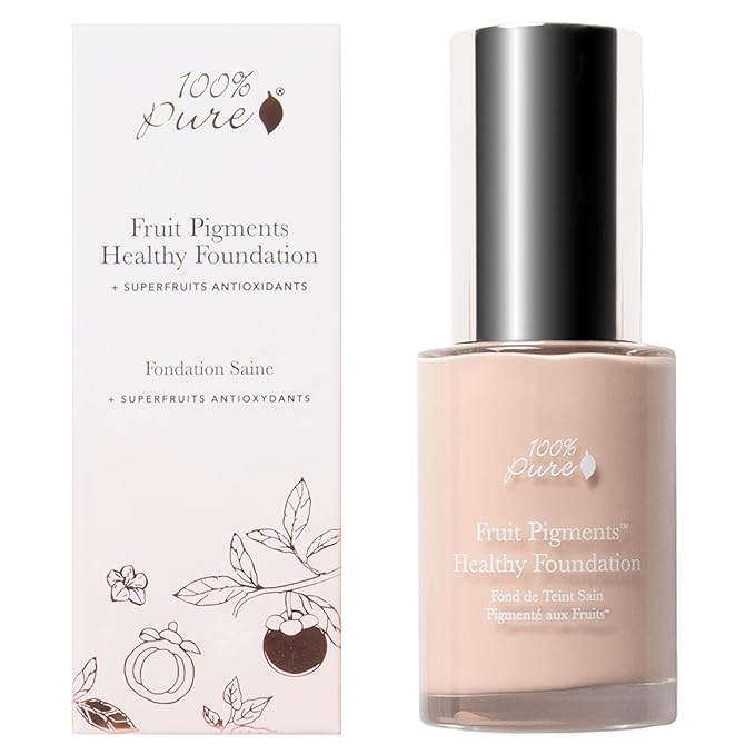 100% PURE Fruit Pigmented Healthy Foundation, Alpine Rose, Liquid Foundation Makeup, Anti-aging, Full Coverage, Matte Finish - 1 Fl Oz-FemmiqueWomen