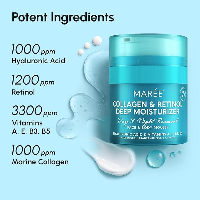 MAREE Face Moisturizer Collagen Cream for Face Gift Set 2 Pack - Hyaluronic Acid & Retinol - Anti-Aging Wrinkle Creams - Crema Para La Cara-FemmiqueWomen