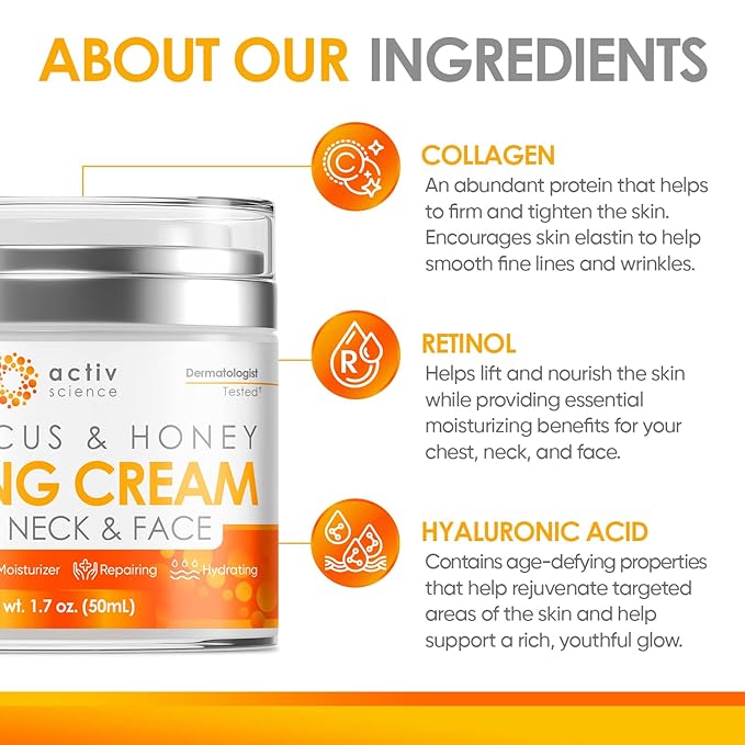 Hibiscus & Honey Firming Cream, Neck Firming Cream, Skin Tightening Cream, Skin Firming and Tightening Lotion, Reduce the Look of Neck Lines, Tightens & Smooths - With Collagen & Hyaluronic Acid 1.7OZ-FemmiqueWomen