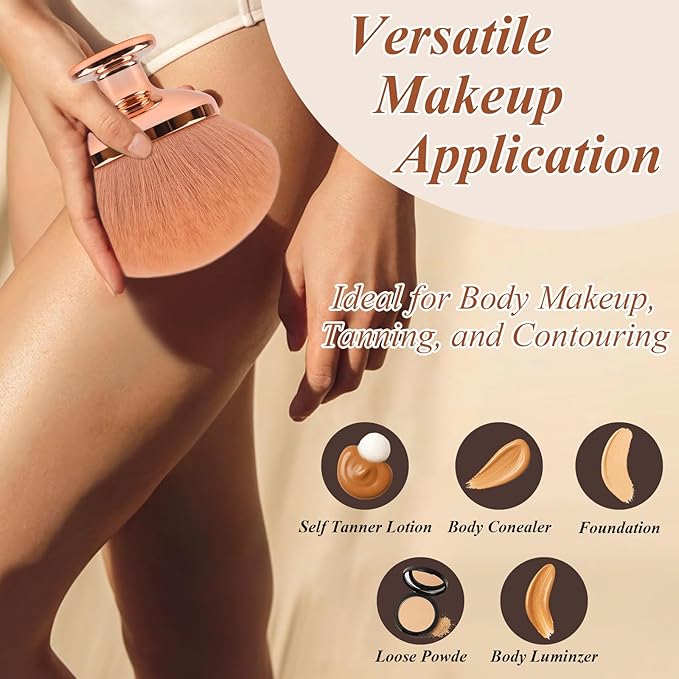 Blend & Blur Extra Large Body Makeup Brush for Self Tanner,GloréBrochas Leg Makeup & Bronzer Self Tan Applicator, 90MM Wide Round Head Kabuki Brush For Application (Rose-Gold)-FemmiqueWomen