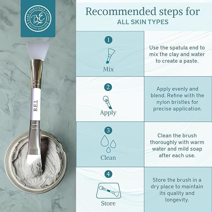 Bare Essentials Living Clay Face Mask Brush (2 Pack, White) Dual Soft Silicone Face Mask Applicator Brush Tool, Great Facial Essentials, Moisturizer Applicator & Skincare Brush for Facials-FemmiqueWomen
