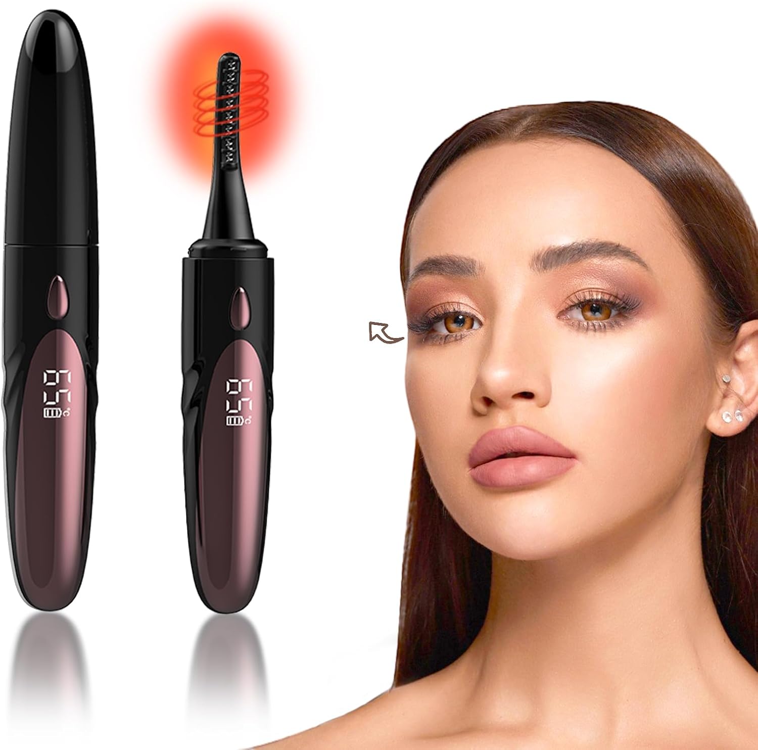 Heated Eyelash Curlers - Fast Heat up Within 10s, Electric Eyelash Curler with 4 Heating Modes, Rechargeable Electric Eyelash Curler, Heated Lash Curler for Makeup Tools with LED Display (Black)-FemmiqueWomen