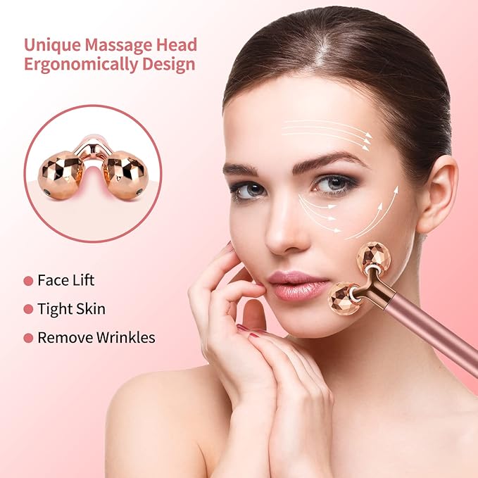 2-in-1 Face Massager Roller Electric Face Roller, 3D Roller and Crescent-Shape Face Massager Kit for Face Skin Care Tools-FemmiqueWomen